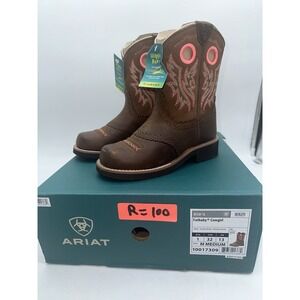 ARIAT Fatbaby Cowgirl Western Girls Leather Boots Size 1 Brown Pink